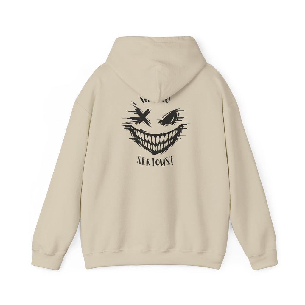 Hoodie — Distressed Grin 'Who’s Serious' Graphic Streetwear Hoodie