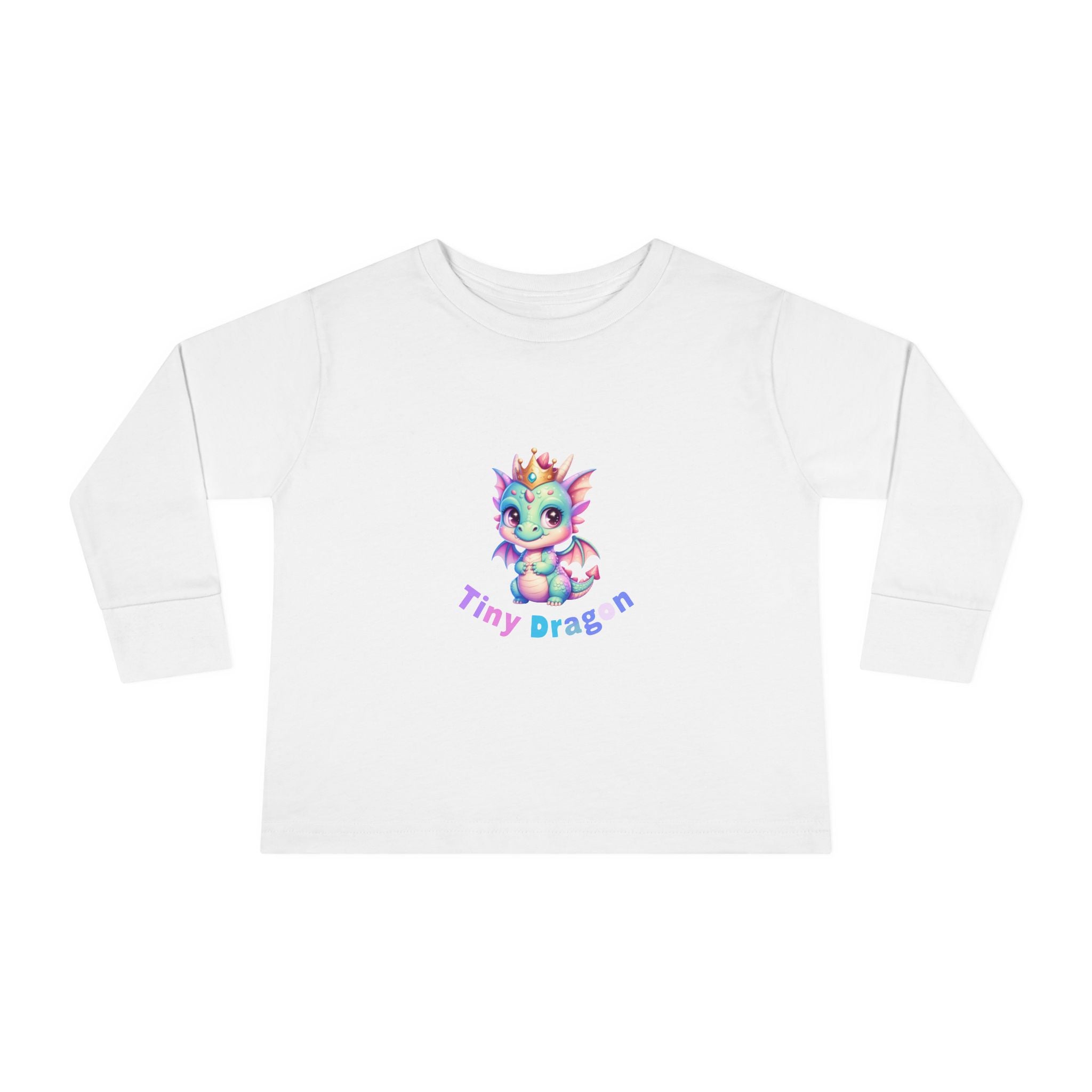 Toddler Long Sleeve Tee - "Tiny Dragon" Cute Pastel Baby Dragon Graphic