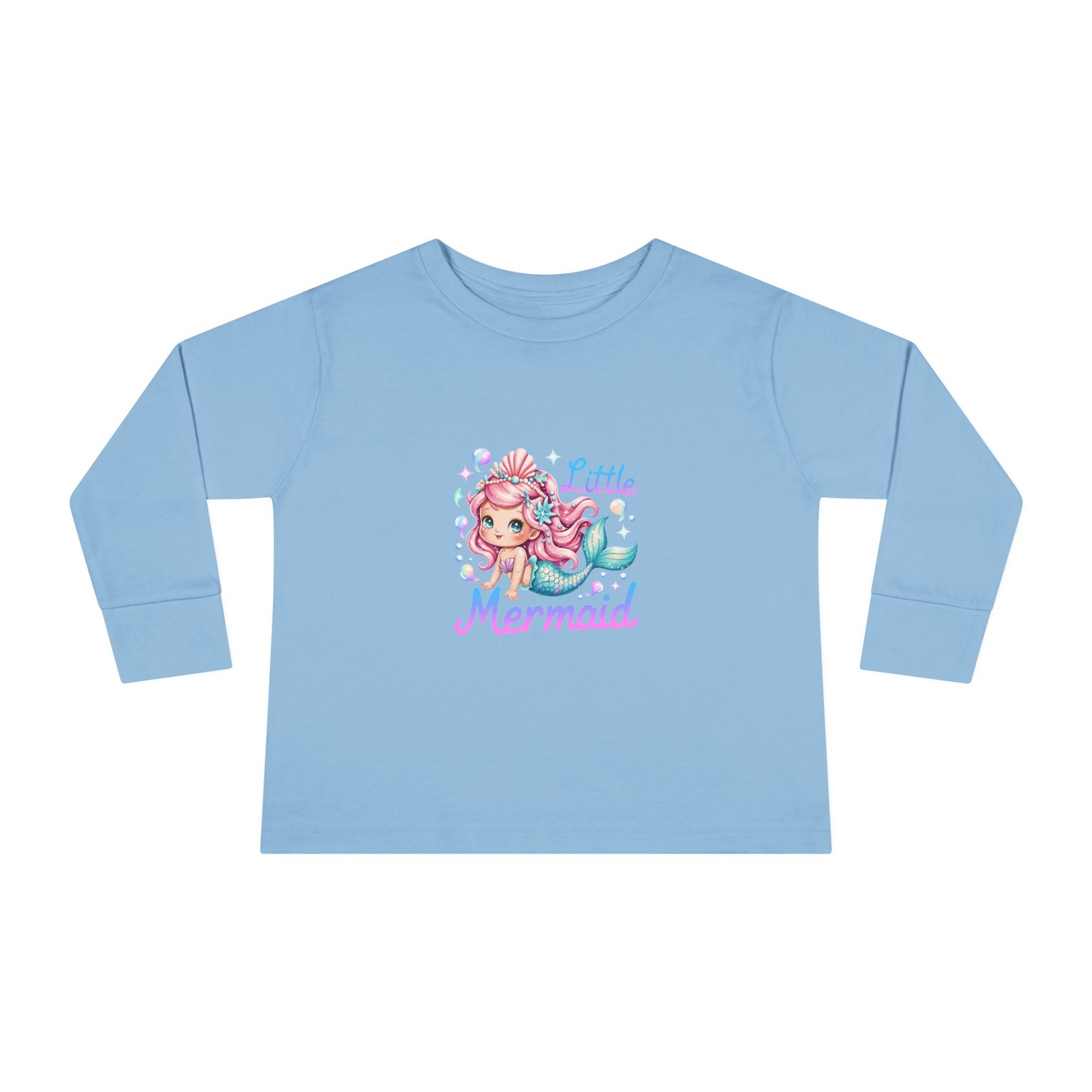 Little Mermaid Toddler Long Sleeve Tee — Cute Pink Mermaid Graphic