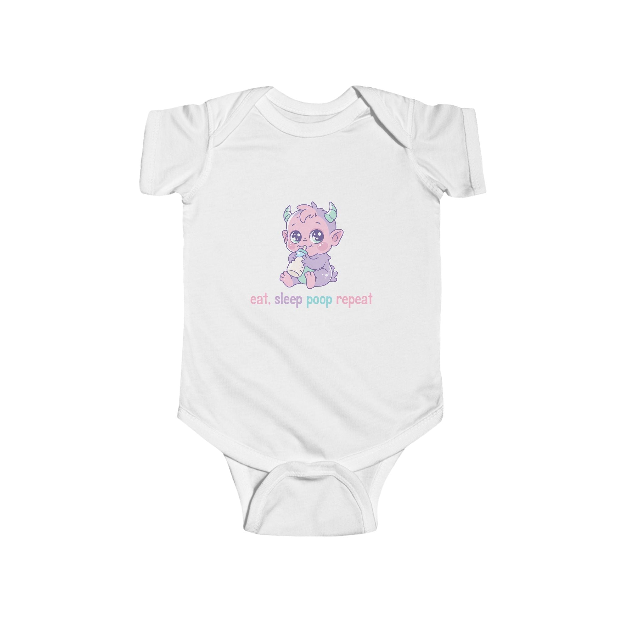 Infant Bodysuit — Cute Pastel Baby Graphic “eat. sleep. poop. repeat.”
