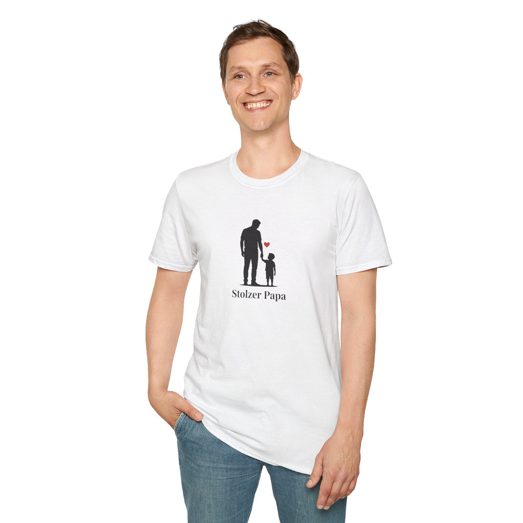 Stolzer Papa T‑Shirt — Father and Child Silhouette Dad Tee