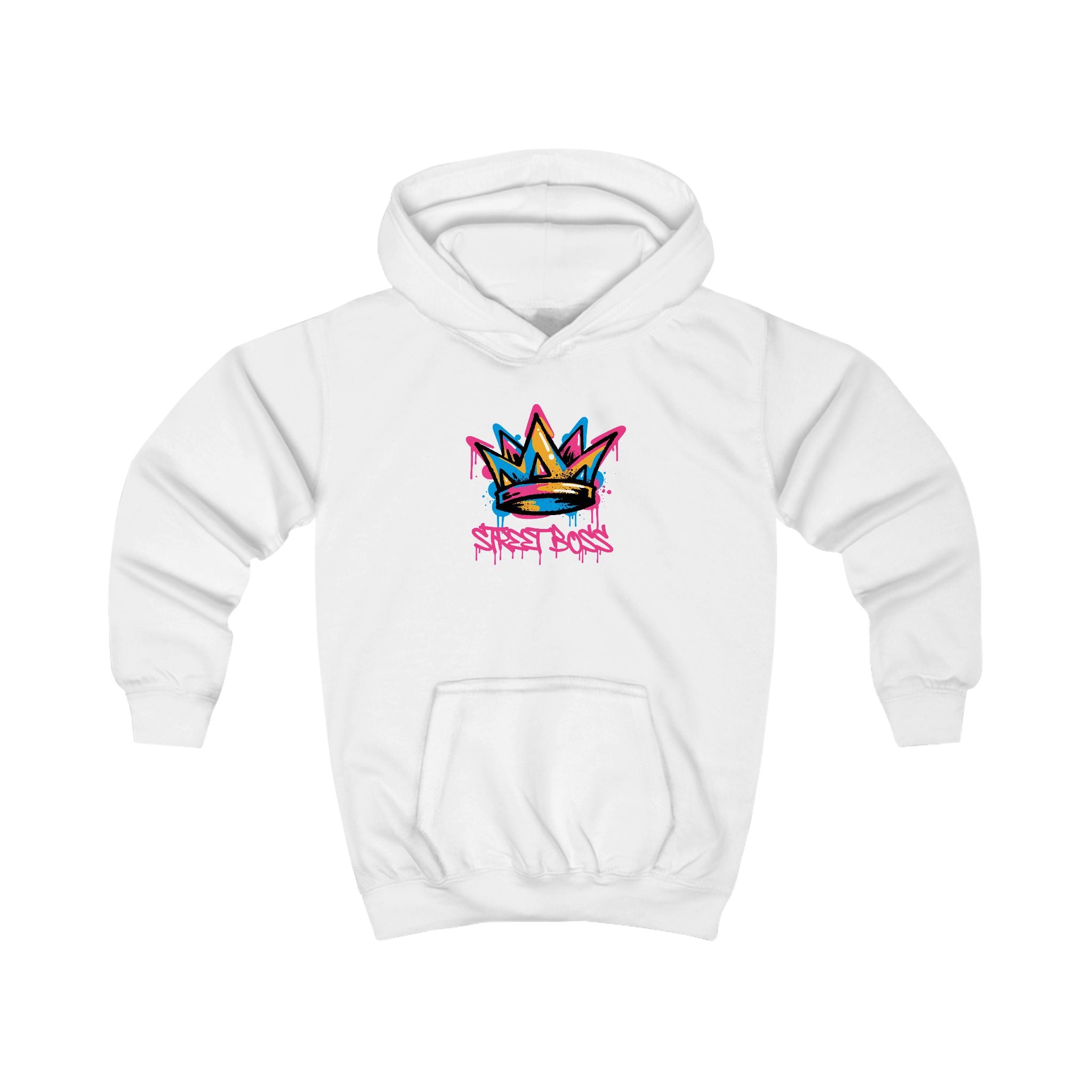 Kids Hoodie - "StreetBoss" Colorful Graffiti Crown