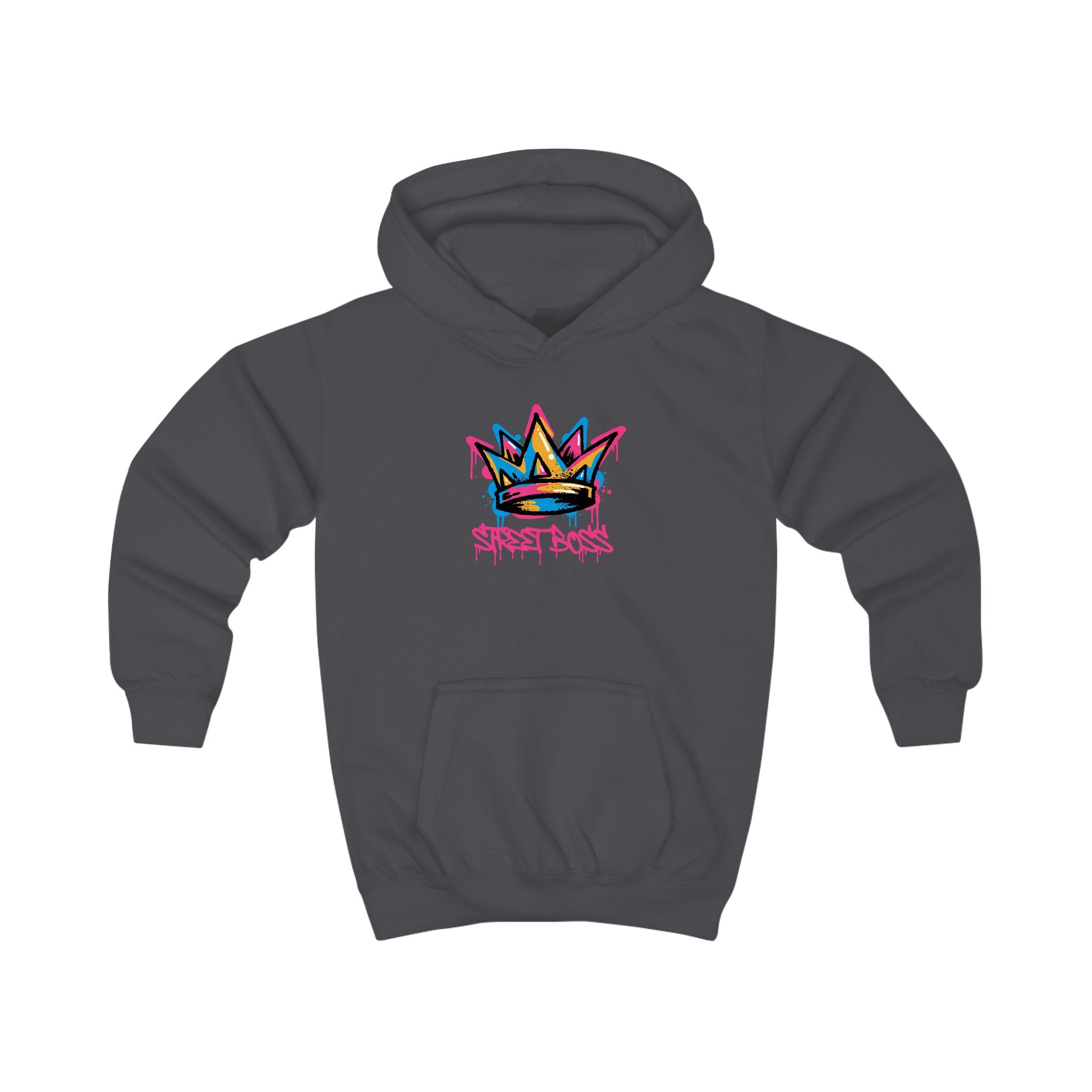 Kids Hoodie - "StreetBoss" Colorful Graffiti Crown