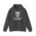 Lone Wolf Hooded Sweatshirt - Gothic Wolf Skull Hoodie with Red Eyes