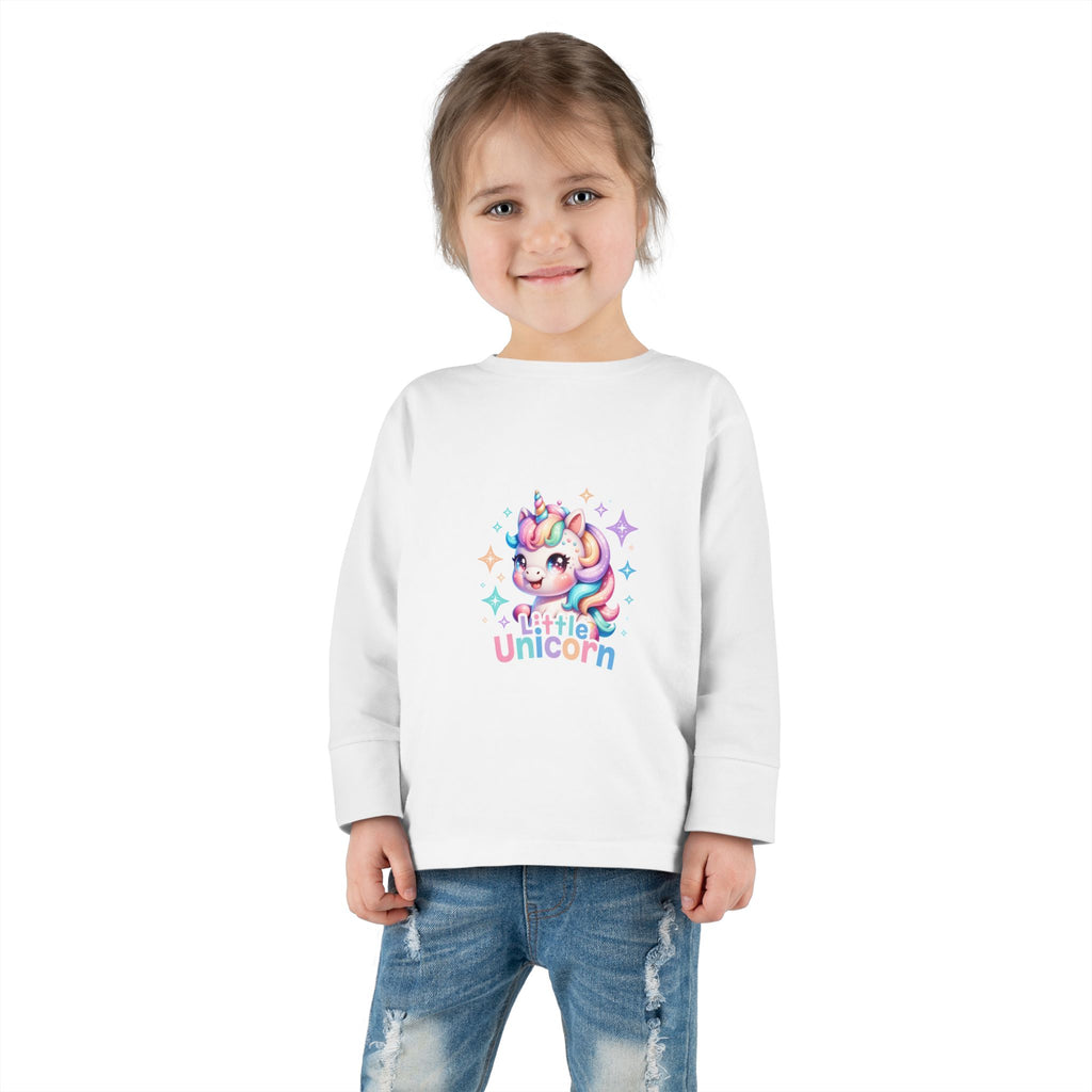 Toddler Long Sleeve Tee - Little Unicorn Cute Rainbow Graphic