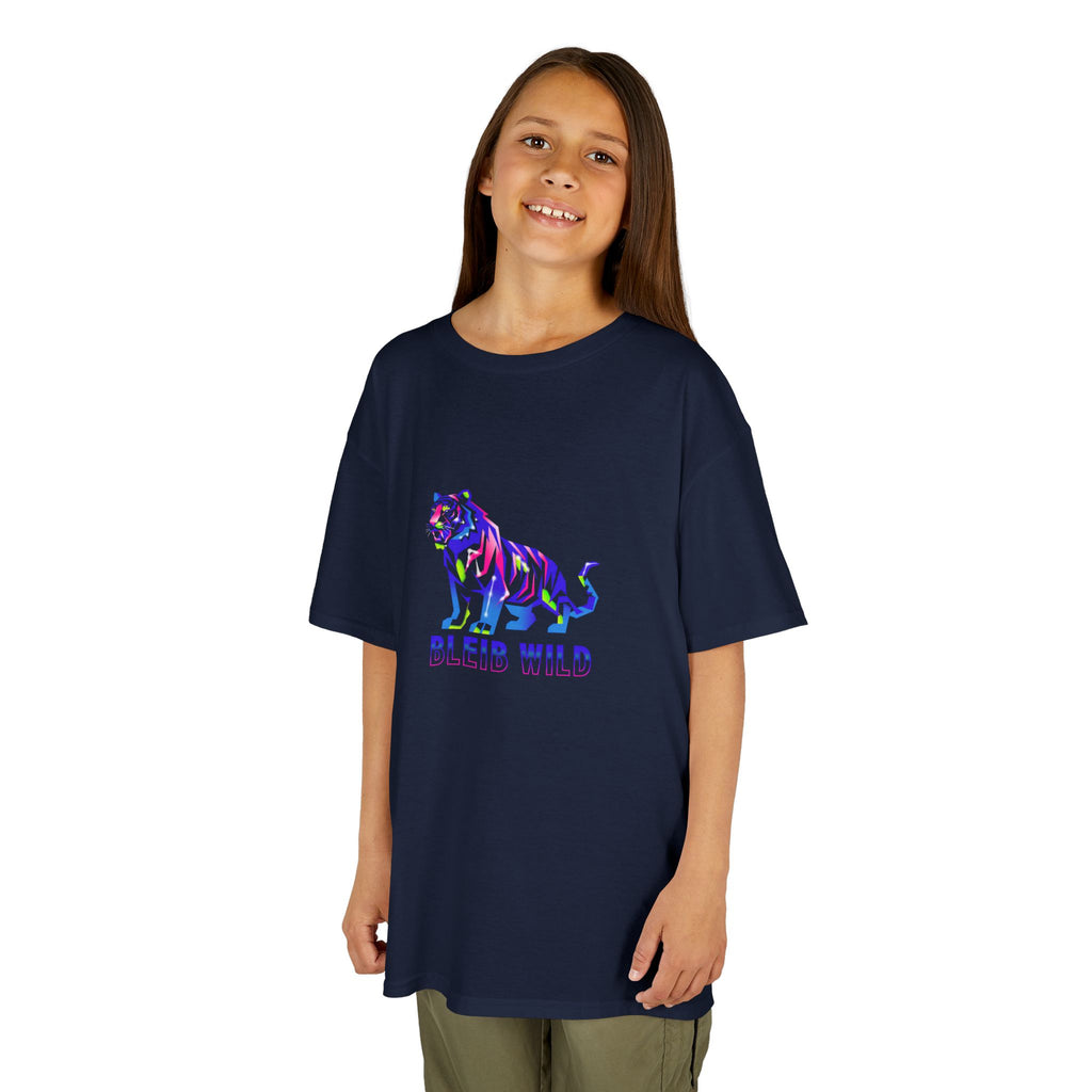 Ýouth Kids Tee — Colorful Tiger "Bleed Wild" Graphic