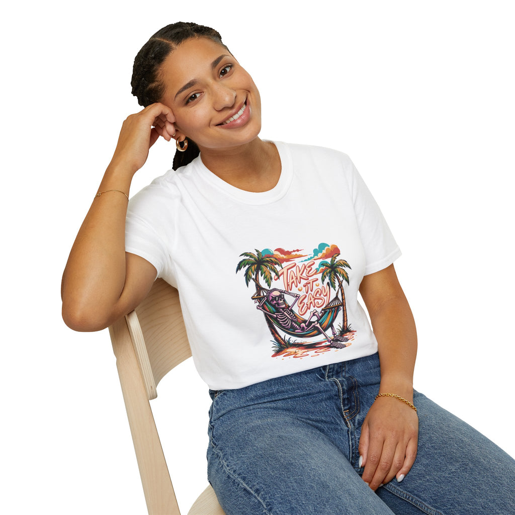 Take It Easy Beach T-Shirt — Hammock Palm Tree Vacation Tee