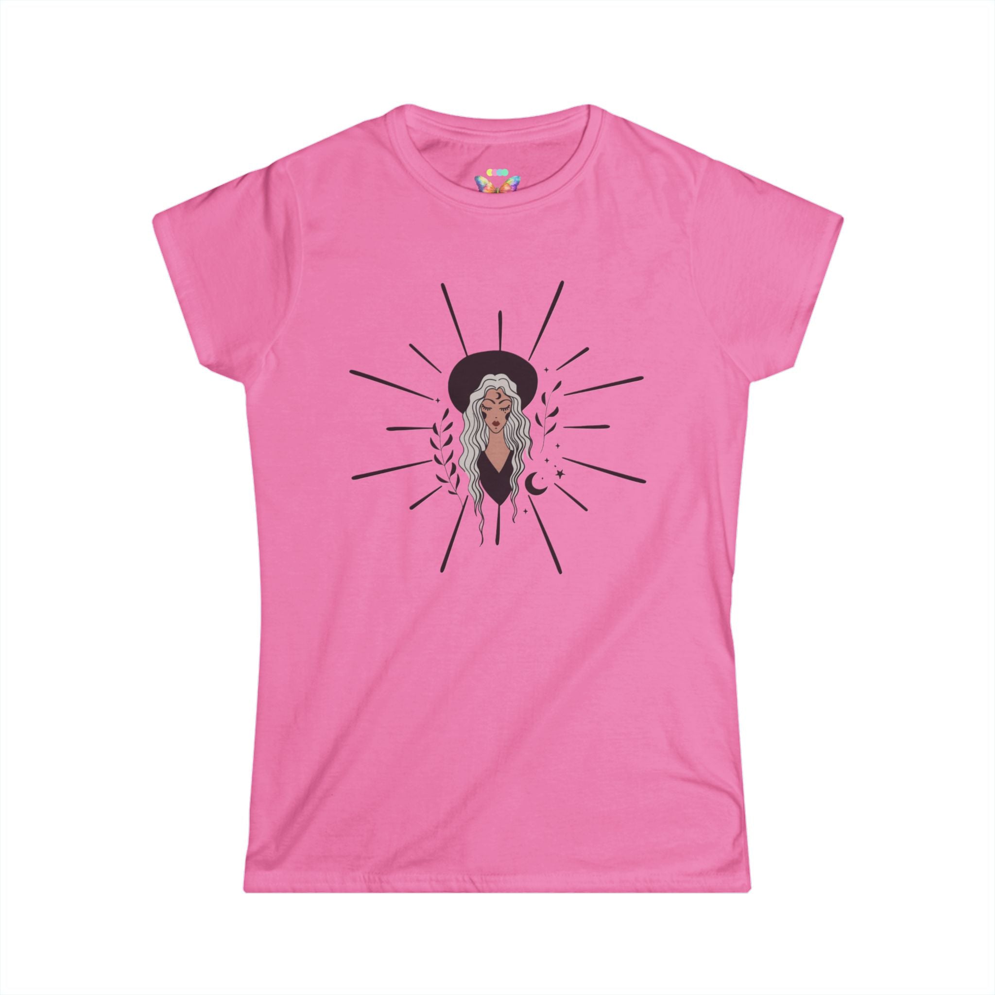 Goth Witch Graphic Tee — Mystic Woman Illustration T-Shirt
